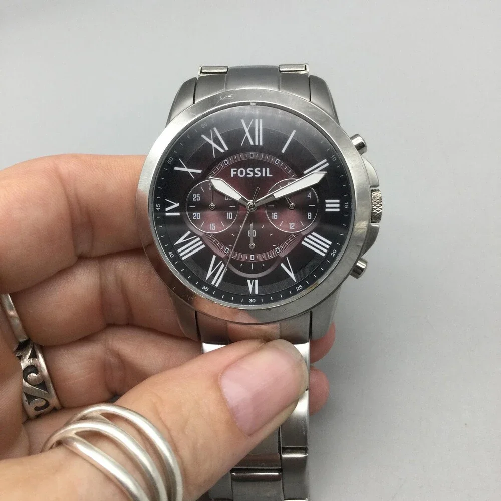 Fossil Grant Chronograph FS5628 Mens Watch 44mm Brown Dial New Battery 7.75